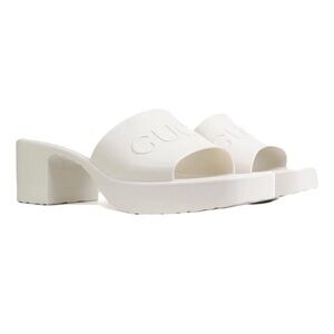 Gucci White Slide Sandals